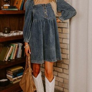 Flying Tomatoes, Size Medium‎ Denim Dress Button Front Super Cute New. 2588